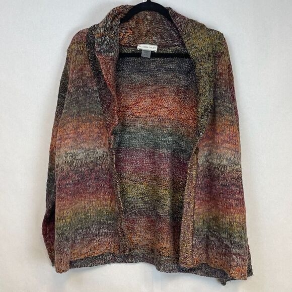 ALLISON DALEY Sweater Women's XL Multicolored Knit Striped Button Down Cardigan - Picture 10 of 11